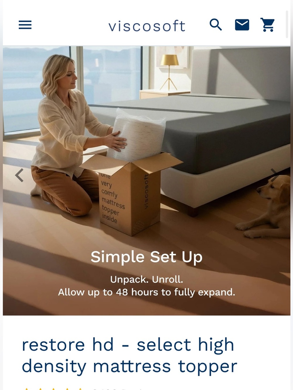 NEW In BOX Viscosoft Restore HD High-Density Mattress Topper - Gray 3 “